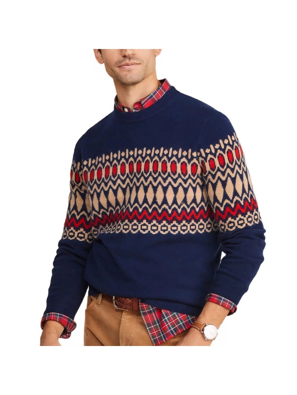 Vineyard Vines Mens Fair Isle Classic Fit Crewneck Sweater Merino Wool Sz Lrg